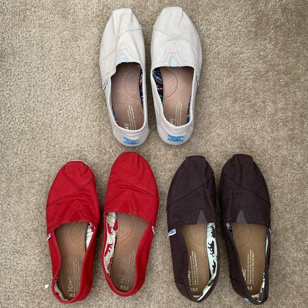 Toms Classic Slip-ons —THREE PAIR! GUC